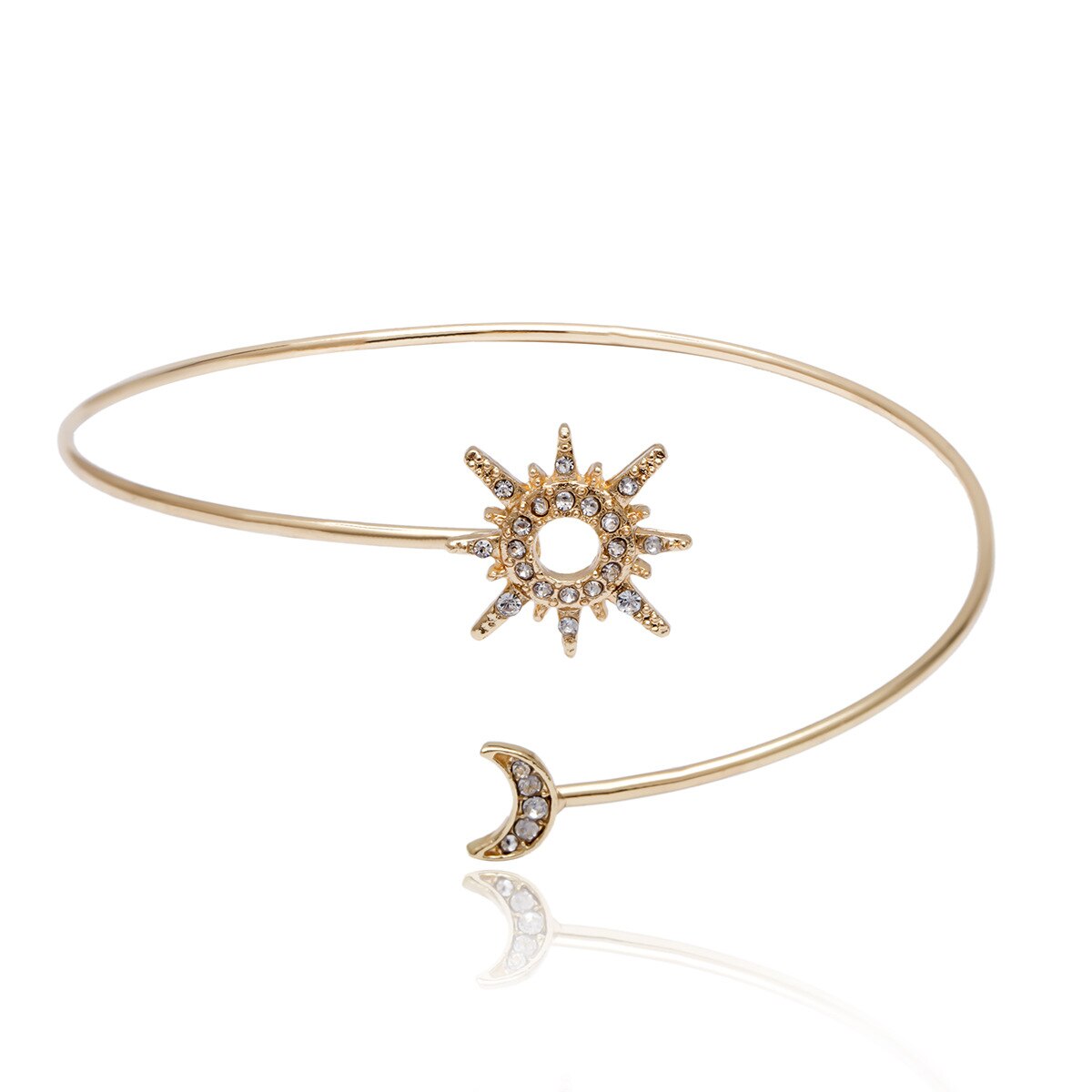 Youvanic boho åben krystal sol stjerne måne arm armring kvinder vintage guld manchet armbånd armbånd skinnende kvinde smykker 0116