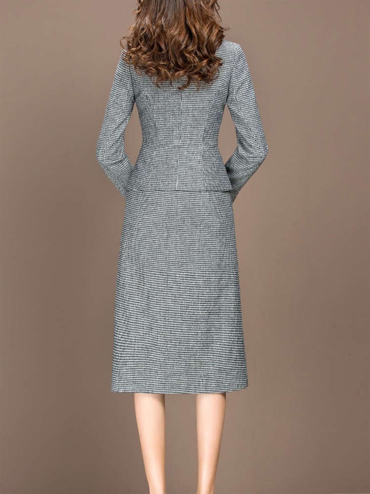 Women Suits Office Ladies Formal Work Business Wear Autumn Slim Blazer Jacket Plus Size Knee Length 2 Piece Set Clothing