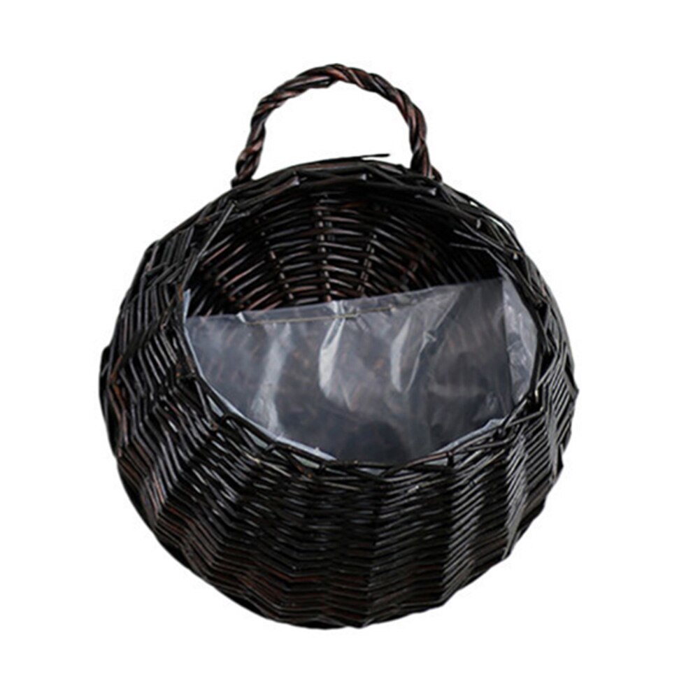 Newly Birds Nest Wall Hanging Basket Wicker Gardening Home Garden Wedding Wall Decoration FIF66: Black coffee-large