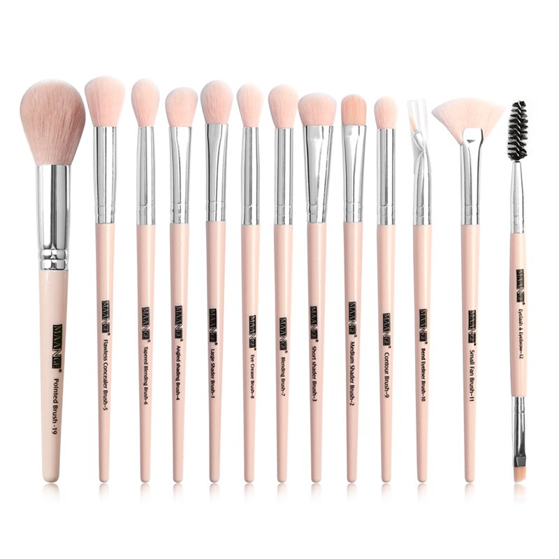 13pcs Pro Makeup Brushes Set Eye Shadow Blending Eyeliner Eyelash Eyebrow Brushes For Make Up Brush Tool Kit Maquiagem: Pink Silver