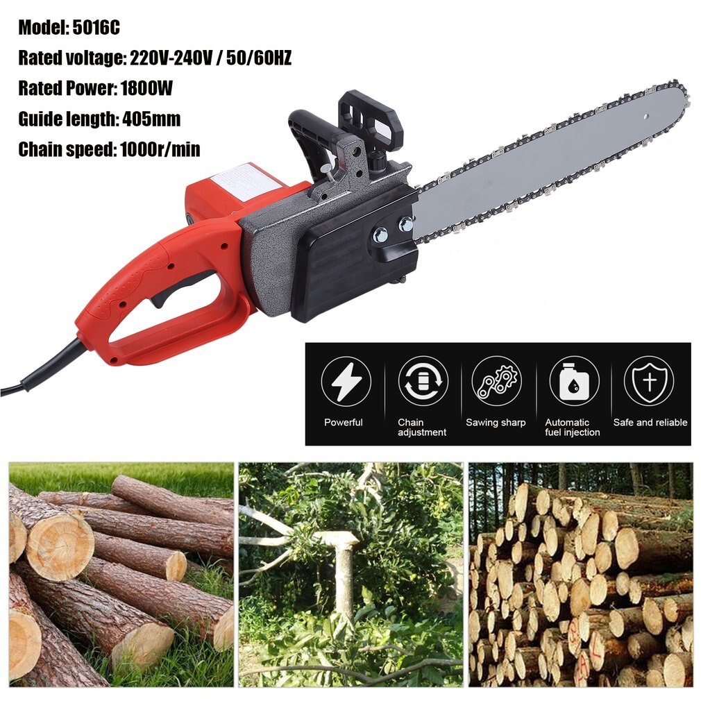 High Power 1800W Elektrische Kettingzaag 220-240V Logging Zag Multifunctionele Elektrische Kettingzaag Tuin Power Tools EU plug