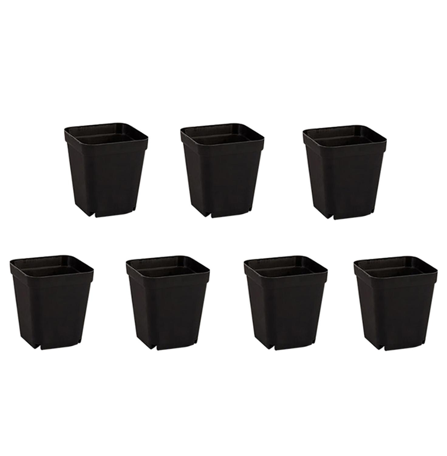 Candy Colors Mini Square Plastic Plants Flower Pots Home Garden Office Succulent Plant Pot Greenhouse Nursery Trays 7 Pieces: black / Thin