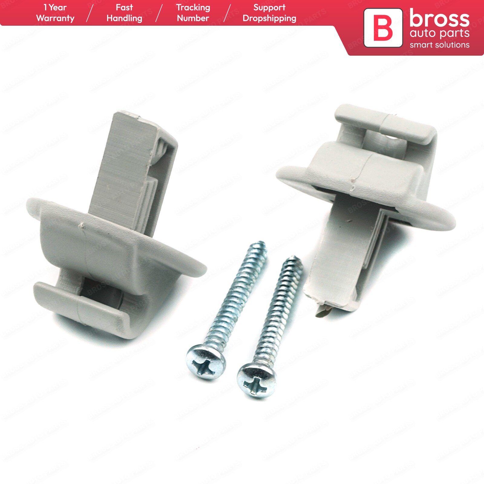 BCF5010 – Clip de pare-soleil gris 2 pièces, pour Renault Megane Scenic Laguna Twingo Modus Espace Vel satiné Trafic Kangoo