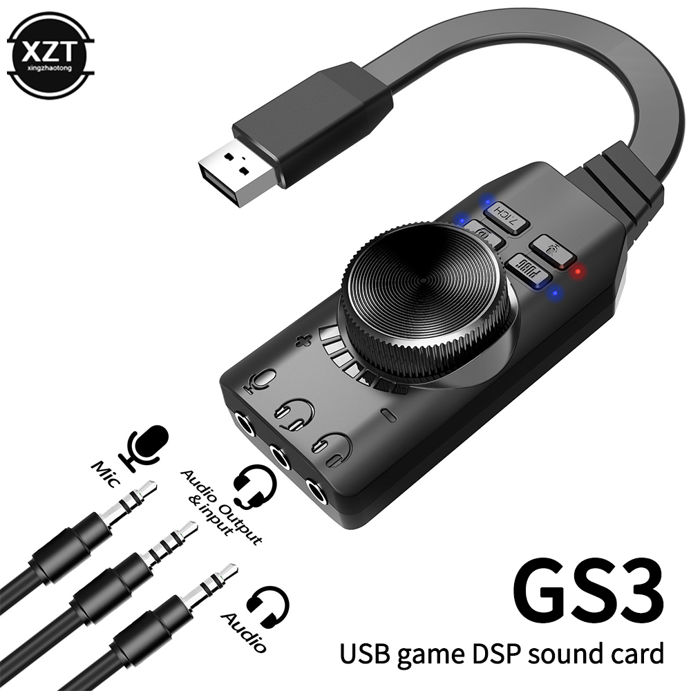 7.1 Channel Sound Card USB Audio Interface Headphone Adapter Soundcard Gaming Soundcard for Mic Speaker Laptop PC