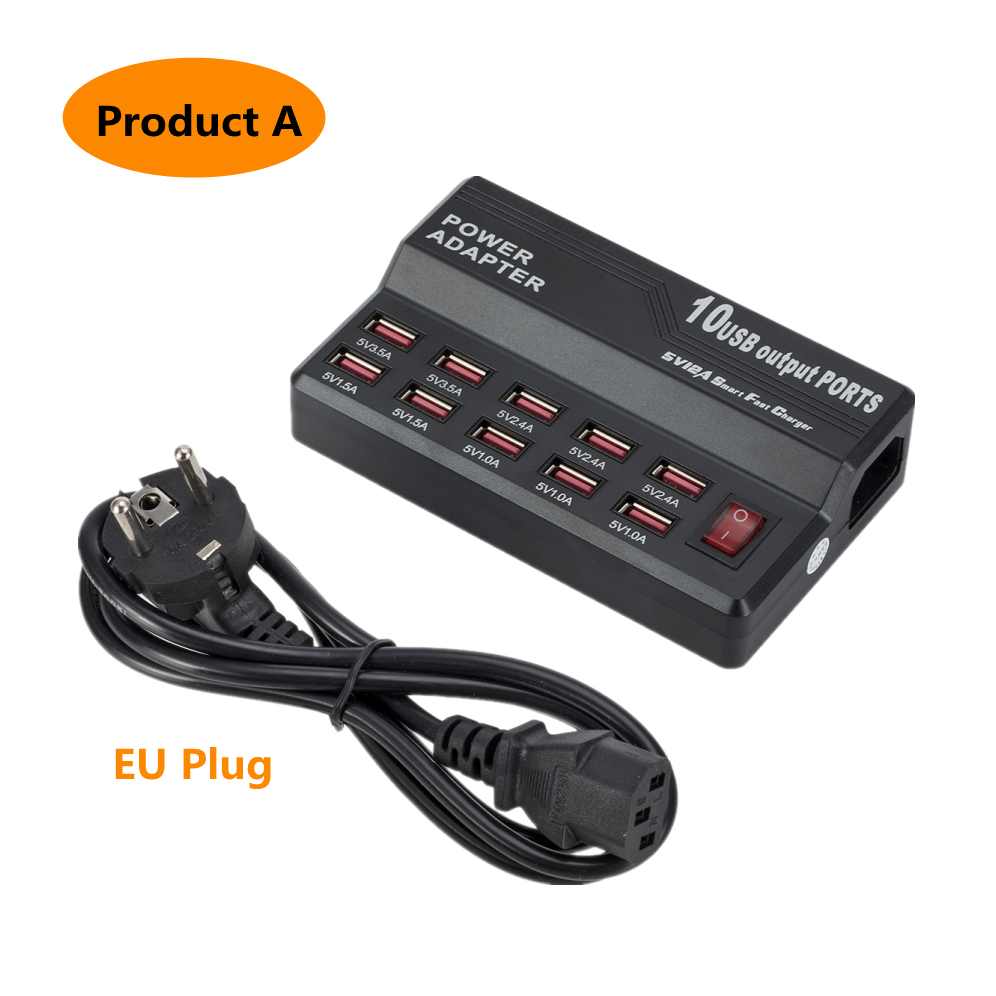 Grwibeou multi 10 usb schnellladestation mit ladeanschluss für iphone 7, 5 , 5s 6 6s plus, ipad, lg, samsung und huawei: Eu-stecker