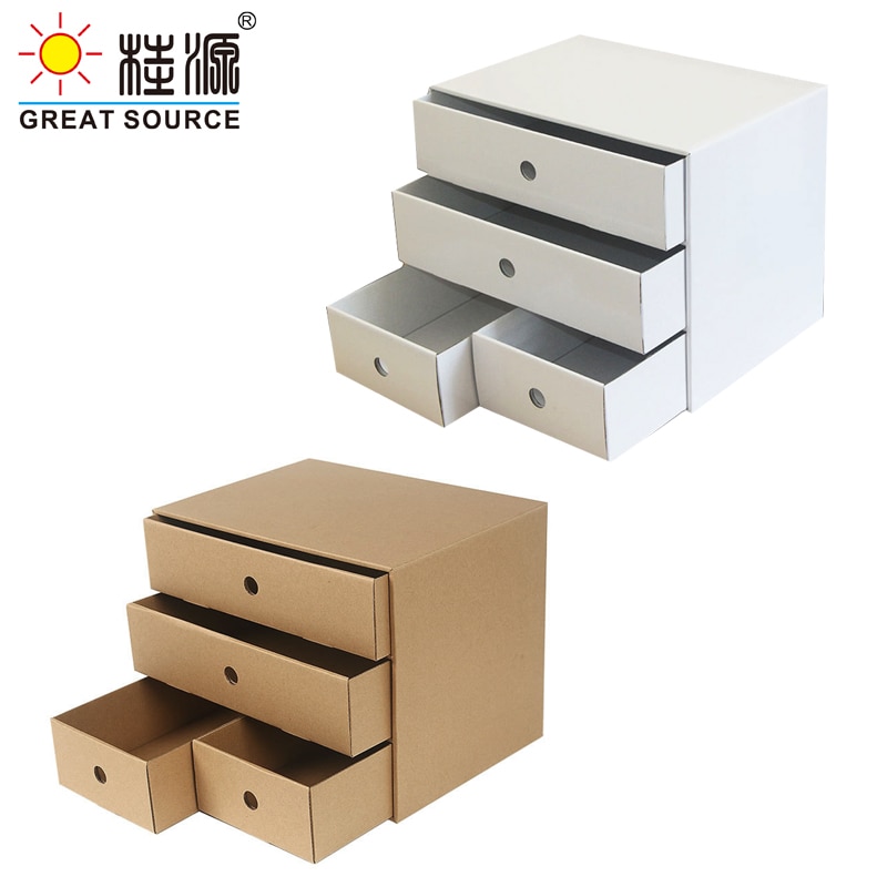 4 tiroirs de stockage Composable armoire bureau ondulé pliable maison stockage papier Kraft respectueux de l'environnement (2 pièces)