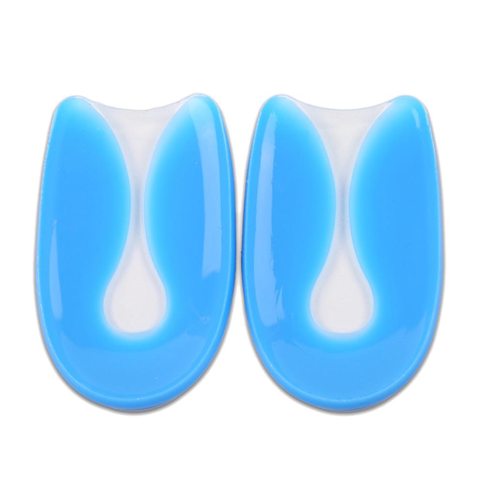 Plantillas de Gel de silicona para aliviar el dolor en el pie en forma de U, Protector de talón para fascitis Plantar, cojín de espolón para talón, plantilla de inserción de Zapata, unisex, 1 par: Azul / S