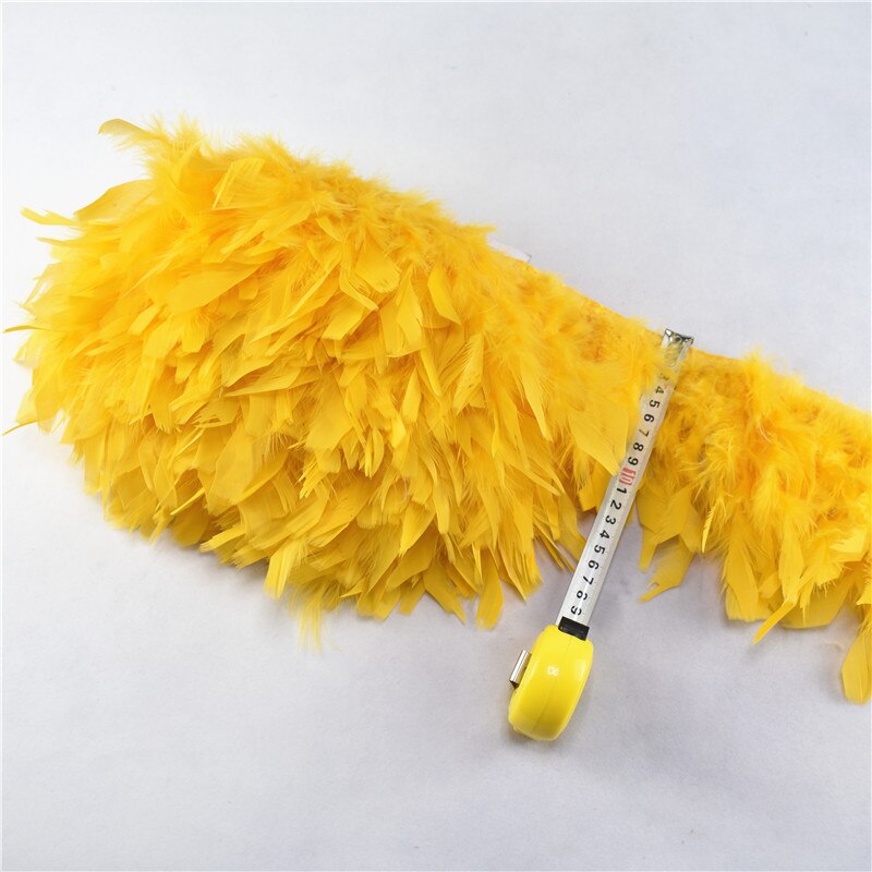 10Meter Mintgroen Mooie Turkije Veren Lint Fringe 4-6Inch Marabou Veren Trimmen Rok Jurk Versieringen party: Gold Yellow