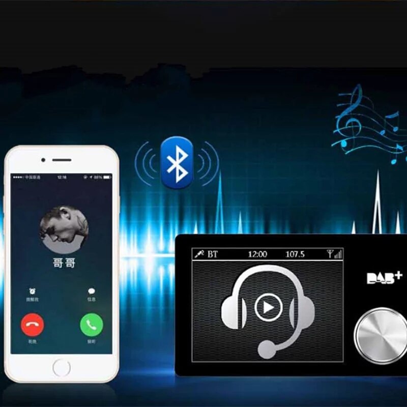 Digital Broadcast DAB+ Car Radio Receiver Aux Output Color Screen Bluetooth Music Player Hands-Free Video Display Multifunction