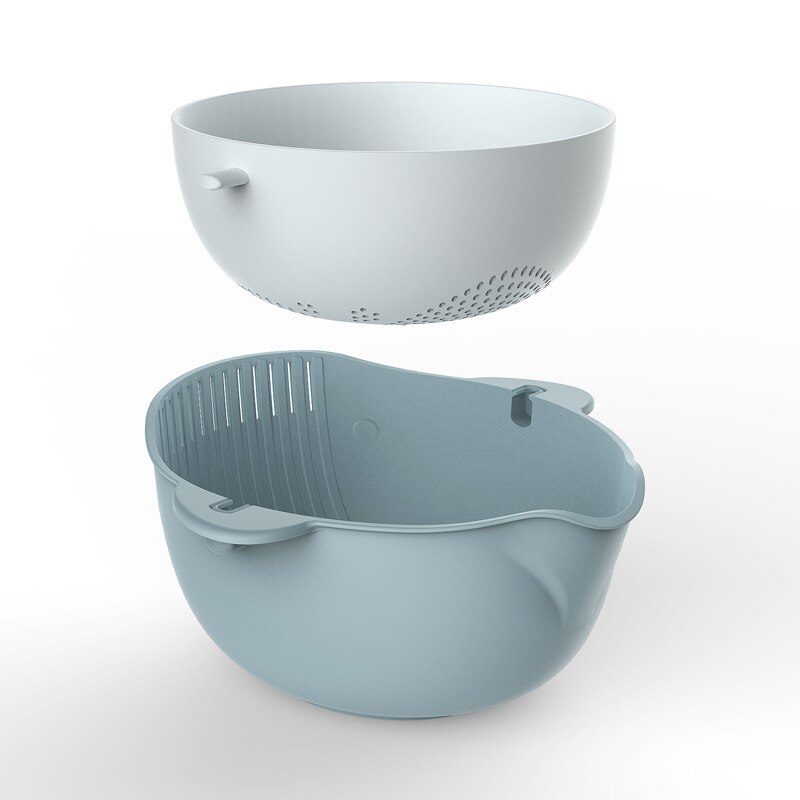2 in 1 Kitchen Strainer/Colander Bowl Sets, Large Plastic Washing Bowl and Strainer, Detachable Colanders Strainers Set