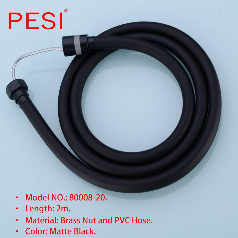 PVC wysokie ciśnienie 1.5m/2m pogrubienie anty-meandrowy gładki wąż prysznicowy robić kąpieli ręczny prysznic elastyczny wąż prysznicowy.: matowy czarny 2m