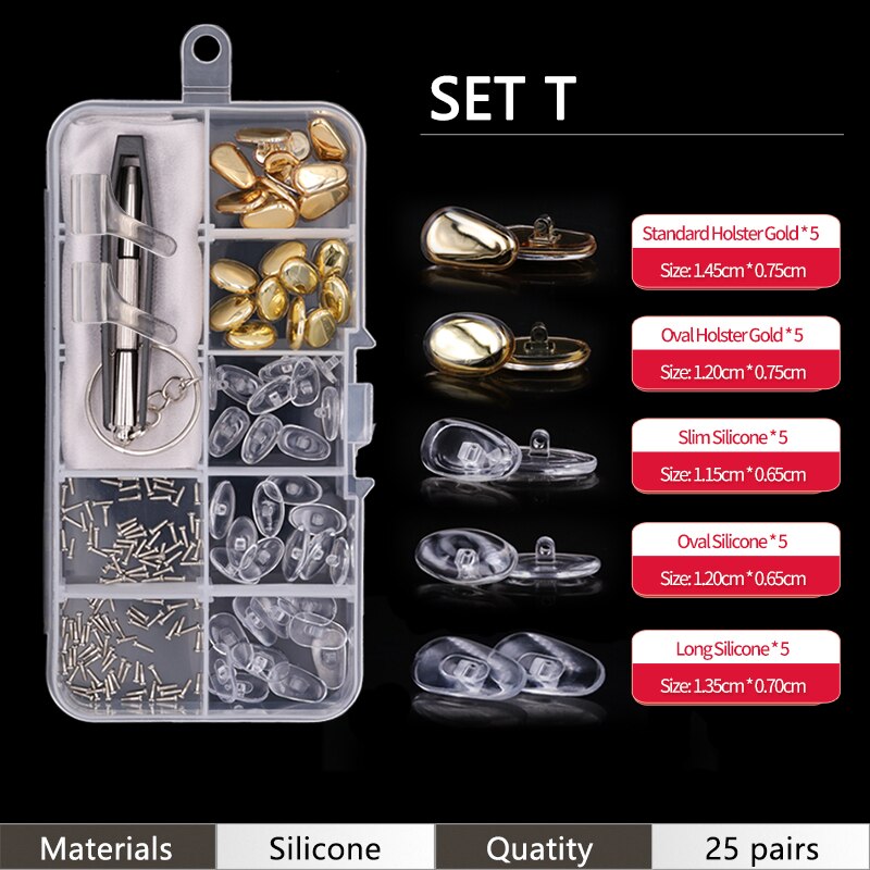 Pehmeät nenätyynyt silmälaseihin silikoniset nenätyynyt silmälaseihin aurinkolasien ruuvit: T