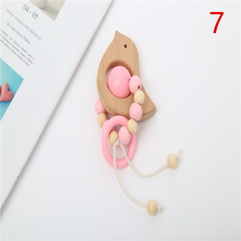 1Pc Hout Armband Dier Vormige Baby Organische Houten Siliconen Kralen Baby Molaire Speelgoed Voor Kids: 7