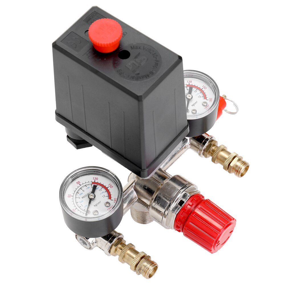 125 psi 12 bar lille luftkompressor trykkontakt kontrol justerbar regulator ventil instrument trykmåler