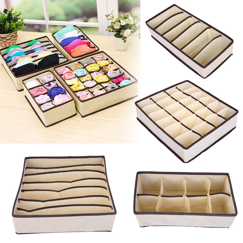 6/7/8/24 Grids Underwear Bra Storage Box Foldable Drawer Organizers Socks Storage Bag Cabinet Socks Storage Boxes