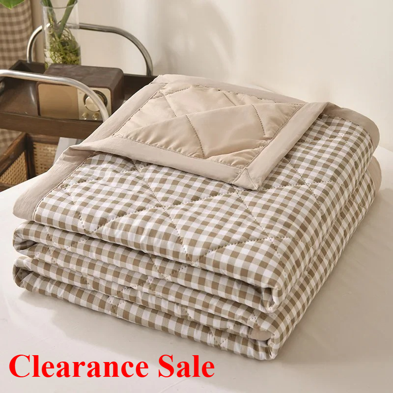 Striped checkered summer thin blanket skin friendly printed summer cool blanket air conditioning blanket thin core