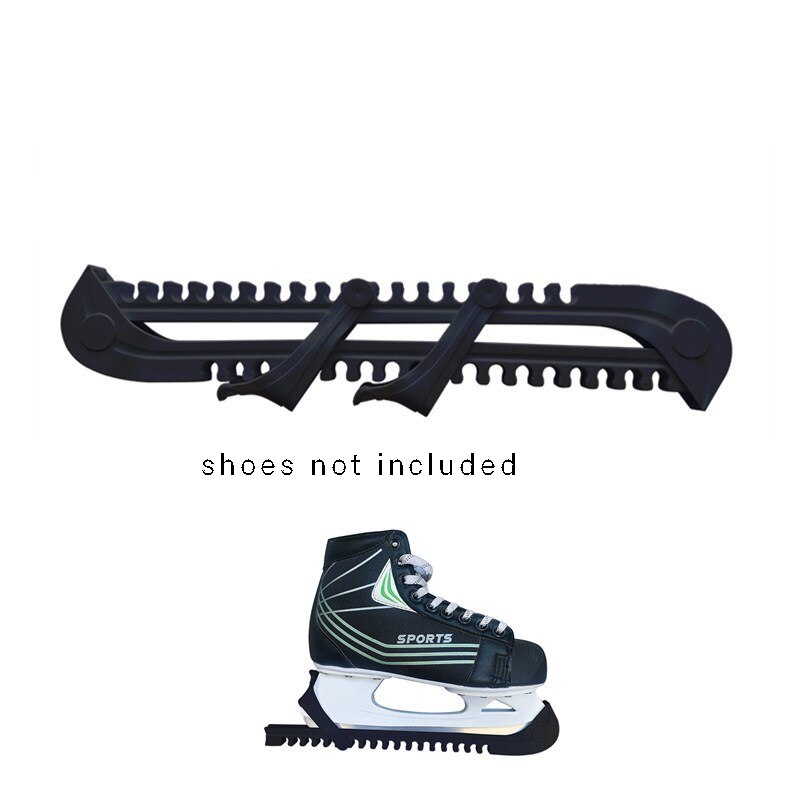 Par de patines de velocidad para patines, zapatos de patín con cuchilla de hielo, cubierta protectora de hoja nailon dura, antideslizante, resistente al desgaste, tamaño libre, 1 par: black