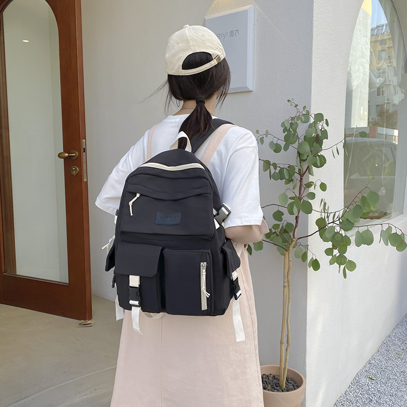Dame ryggsekk trendy nylon vanntett anti-tyveri skolesekk for jenter skole ryggsekk med mange lommer