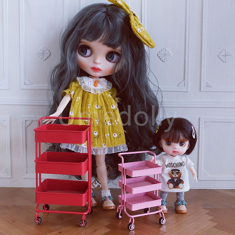 1/6 oder 1/12 Skala Miniatur Puppenhaus rollen Warenkorb Lagerung Organizer Mini Küche Möbel für Blyth Barbies OB11 Zubehör