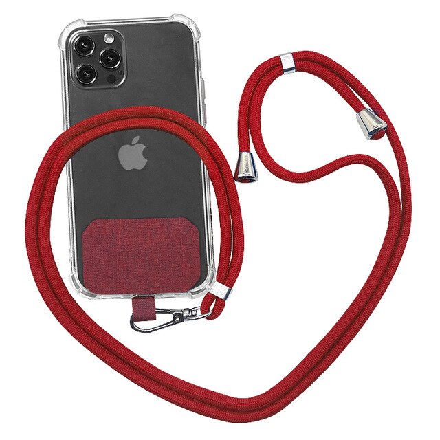 Universal crossbody nylon patch telefonsnöre telesladd telefon lanyard rem nylon mjukt rep mobiltelefon hängsnöre: Röd