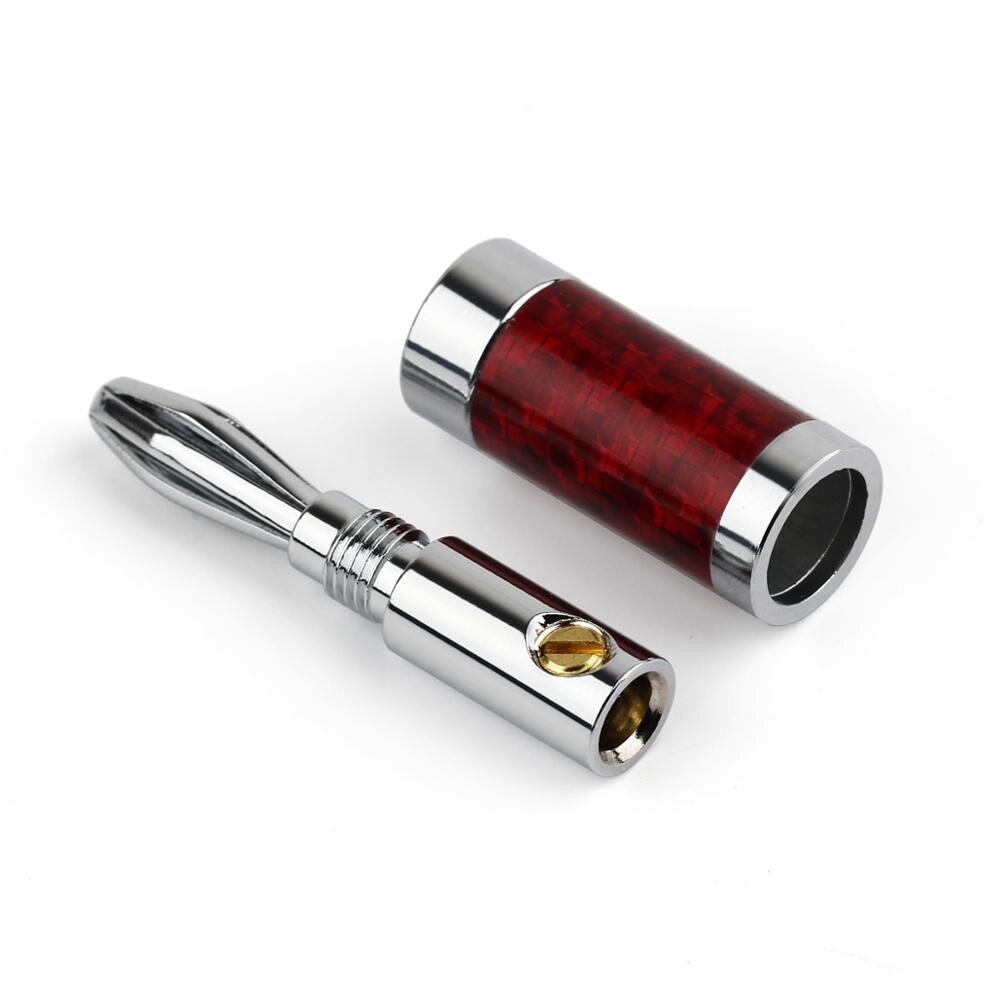 4pcs HIFI Banana Plug Male Audio Connector 8mm Screw Rhodium Plated Carbon Fiber Plugs Speaker Terminal Banana Jack Adapter DIY