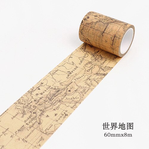 Retro Newspaper Map Gothic Decorative Adhesive Tape Washi Tape DIY Scrapbooking Masking Tape School Office Supply