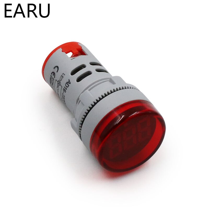 Diy mini digital voltmeter 22mm runde  ac 12-500v volt spændingstester meter monitor power led indikator pilot lampe lys display: Nyt rødt voltmeter