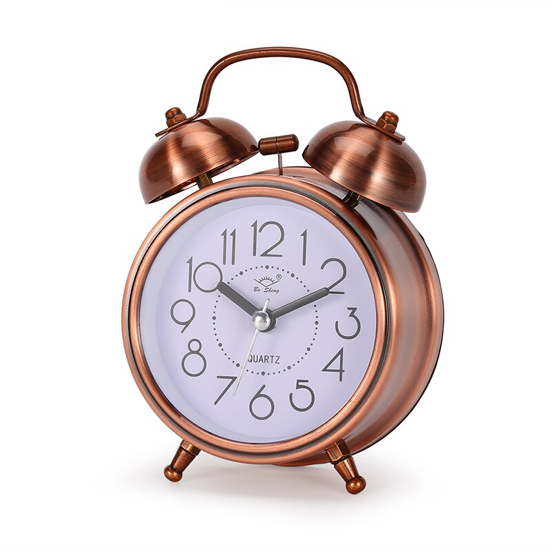 Kreative retro wecker antike Bronze- runde uhr Dual Glocke Lauter Alarm Uhr Nacht Nachtlicht Hause Dekore