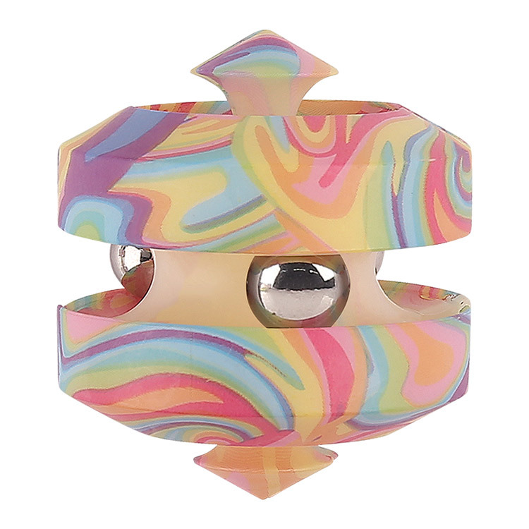 Stress Relief Cube Rotierenden Marmor Track Metall Perle Orbit Fingertip Unendlichkeit Spinner Entlasten Zappeln Flipper Puzzle Spielzeug für Kinder: 3 orbit colorful