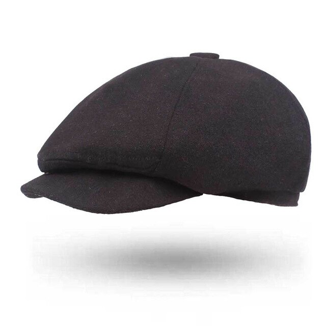 Gorros de Newsboy para hombre, boina para ancianos de mediana edad, sombrero para Conductor, gorra plana de hiedra de , Otoño e Invierno: Negro