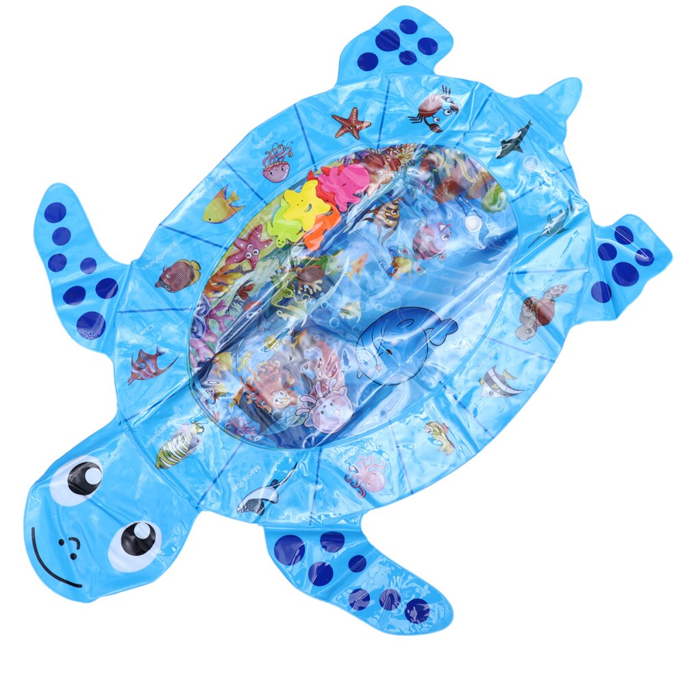 Baby PVC Tummy Time Cushion Sea Turtle Toddler Inflatable Ice Water Patted Mat Interaction Time Toddler Water Pad Playmat Pad (S