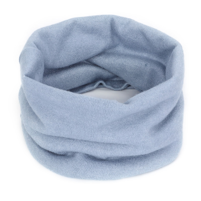 Foulard rond en laine tricoté massif, laine pour hommes et femmes, tendance hiver: Sky-blue