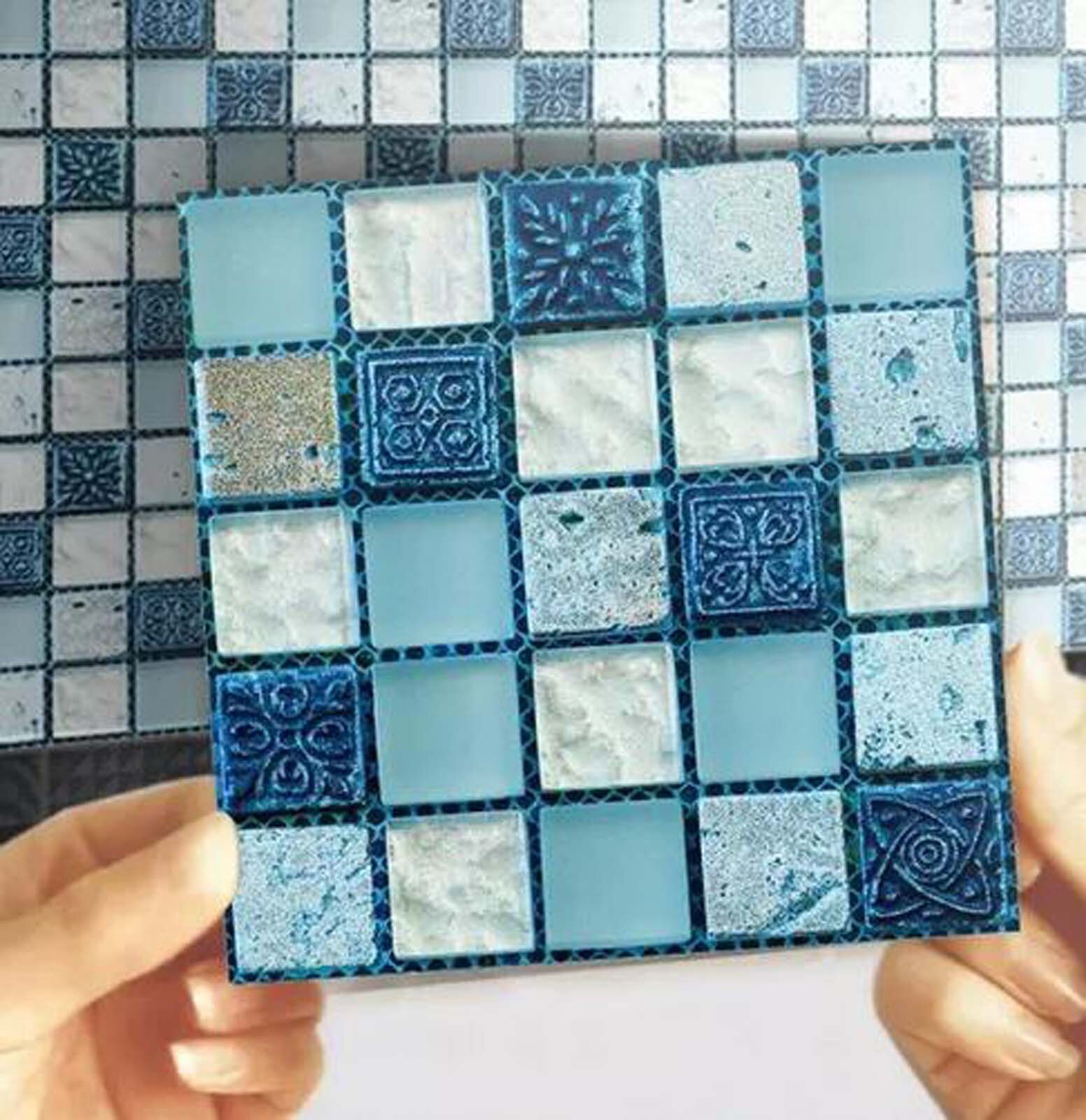 20PC mozaika 3D ściana kafelkowa naklejka Backsplash samoprzylepna DIY kuchnia łazienka naklejka ścienna robić domu naklejki ścienne winylowe dekoracyjne naklejki