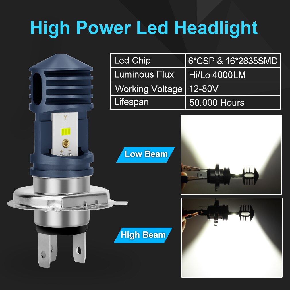 Bombillas LED H4 BA20D P15D para faro delantero de motocicleta, luz de carretera Hi/Lo, superbrillante, H4, accesorios para faro delantero de Moto y Scooter, novedad