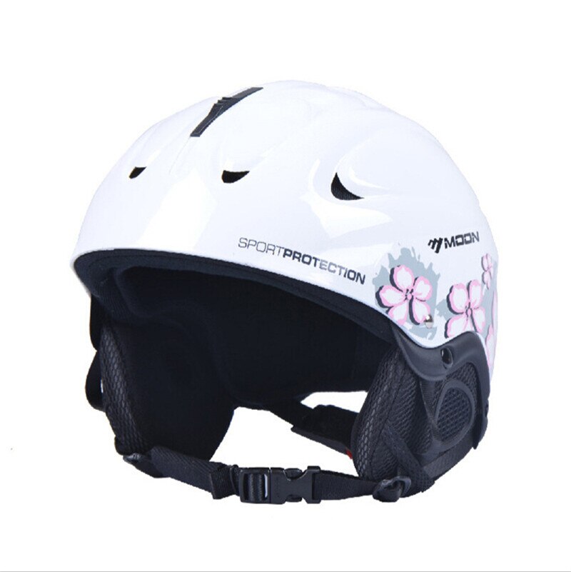 Light Ski Helmet with Safety Certificate Integrally-Molded Snowboard Helmet Cycling Skiing Snow Men Women Child Kids: flower / 52-55CM