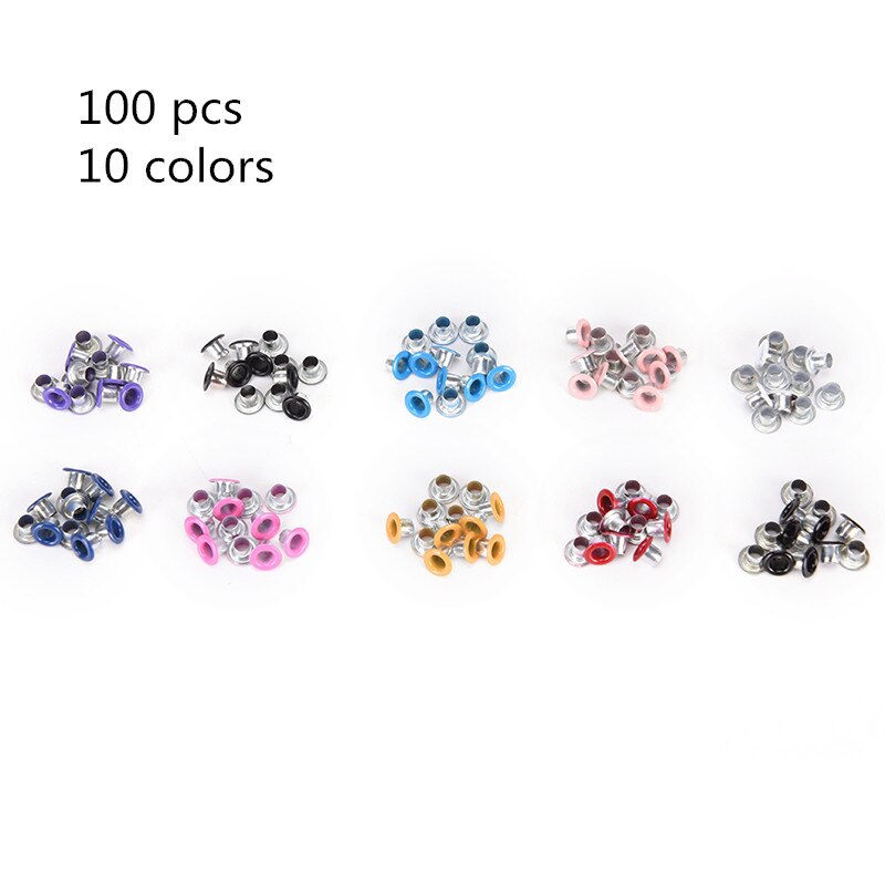 100 pièces Trou 3mmMetal Oeillets pour Maroquinerie bricolage Scrapbooking Chaussures Ceinture Casquette Sac Étiquettes Vêtements rivets Accessoires