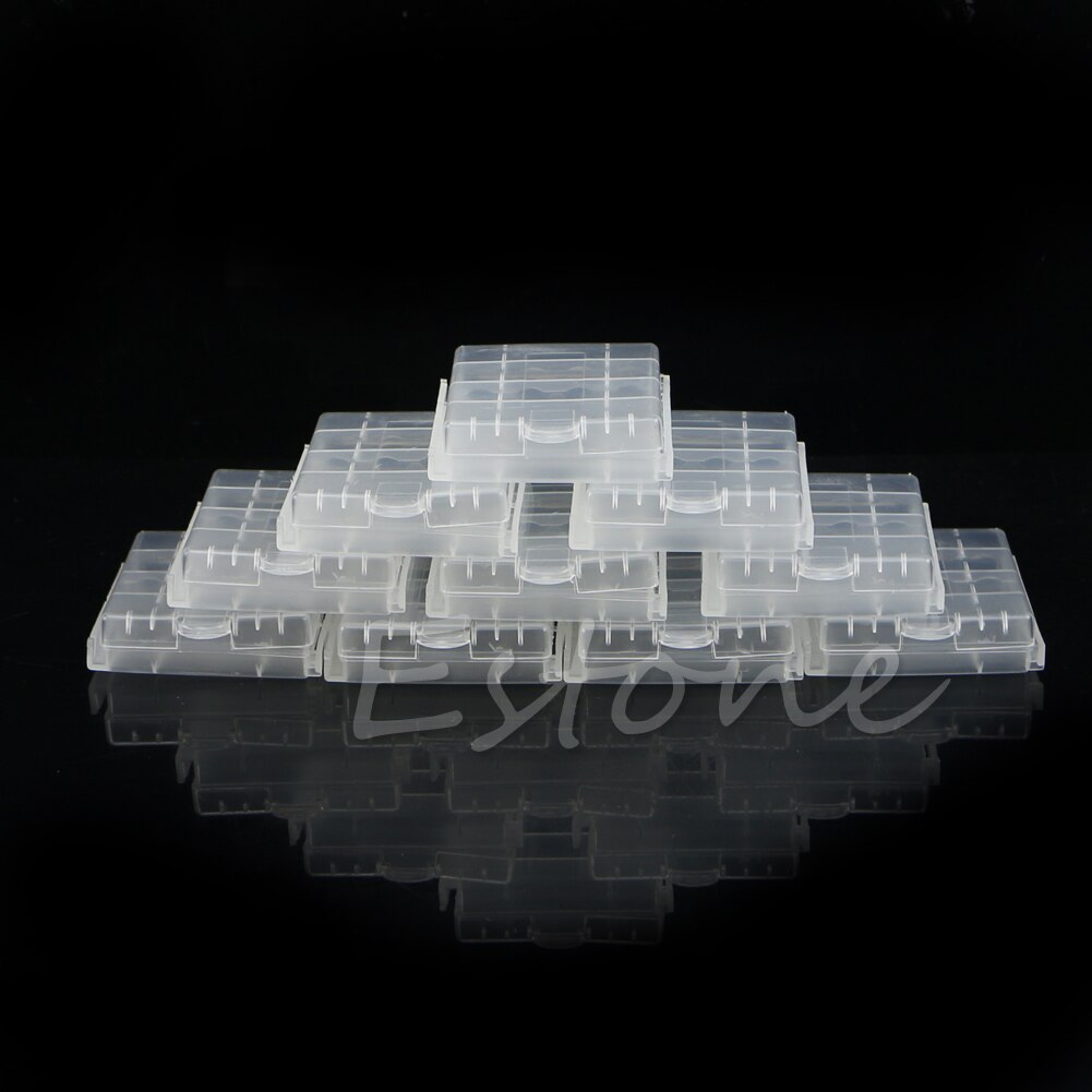 10PCS Hard Plastic Battery Case Holder Storage Box for 4X AA AAA Battery White: Default Title