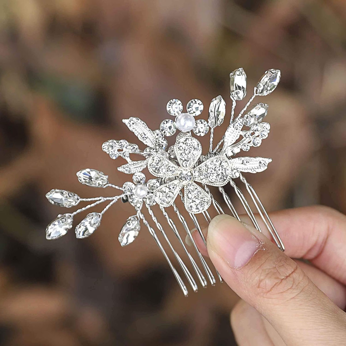 Peineta para el pelo de boda, horquillas y pinzas para el pelo de perlas para mujer, tocado de novia con diamantes de imitación, accesorios de joyas para el cabello de novia, 2025: Rosa