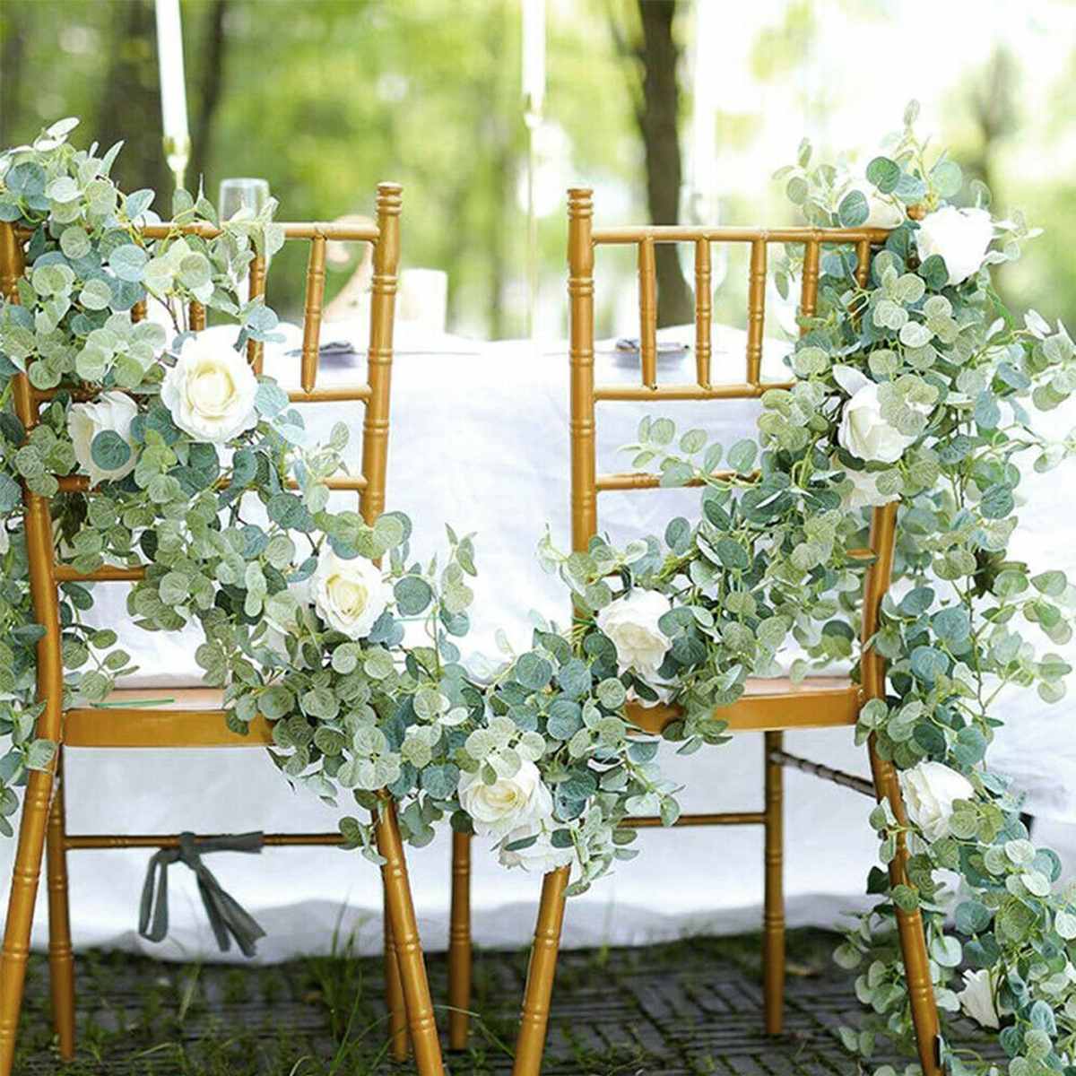 1.95m kunstige eukalyptus med rosenkrans hængende rotting lodret have hjem tabel fest bryllup baggrund væg indretning vin