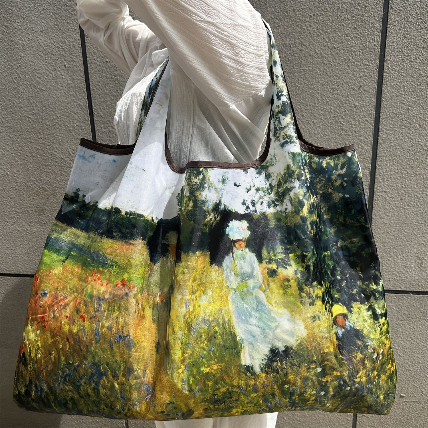 modetas Grote opvouwbare boodschappentas Herbruikbare boodschappenopbergtas Nylon draagbare schouderhandtas voor reiszak Tote: Granaat