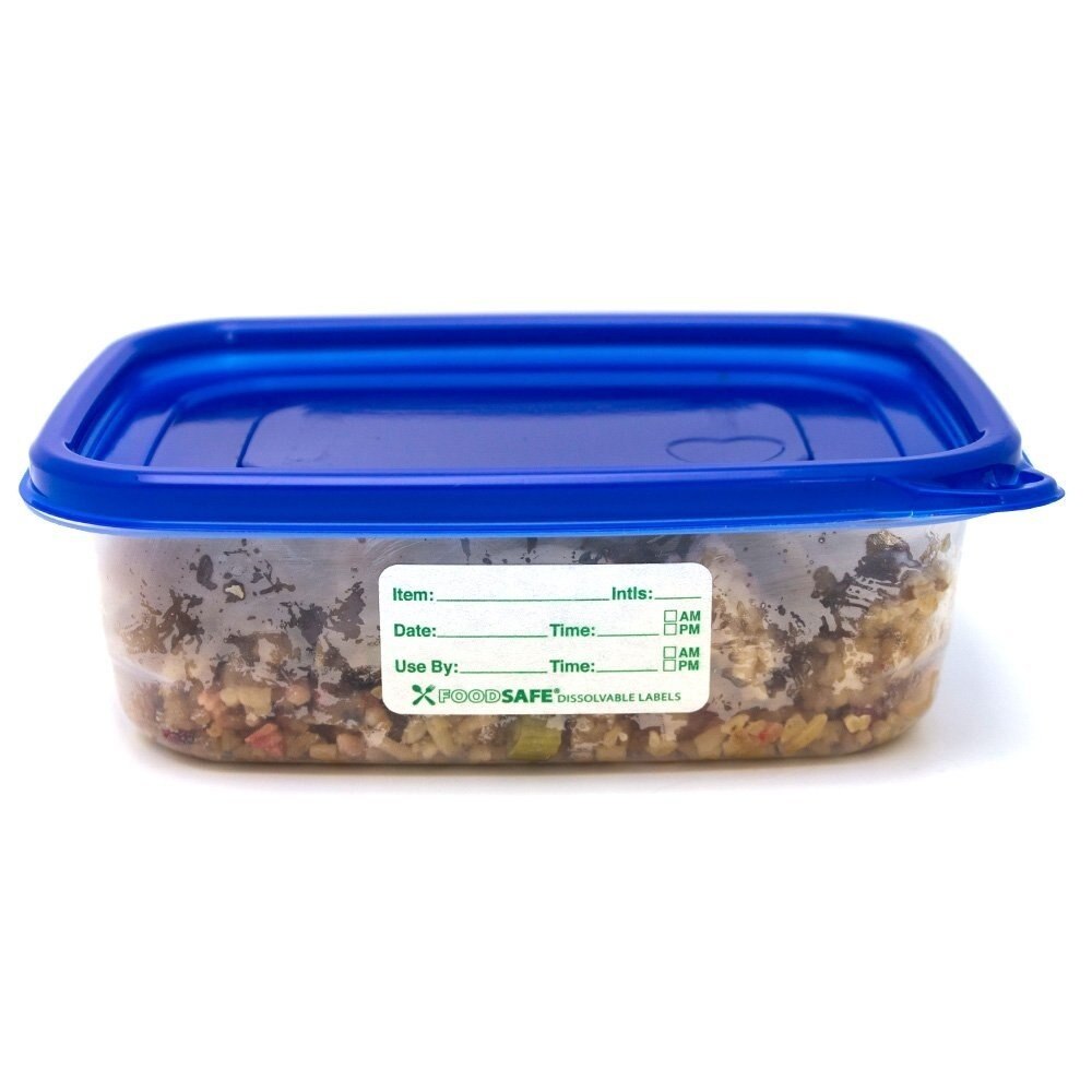 Dissolvable Food Labels by Food Safe 1x3'' Kitchen Storage freezer stickers Perfect for Reusable Containers -250 Labels Per Roll