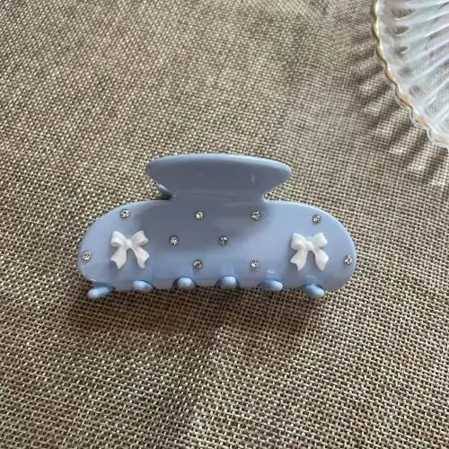 Accesorio para diadema de tiburón, pinzas para el pelo con tachuelas de diamantes y lazo, pinzas para el cabello geniales, sujeción fuerte para accesorios para el cabello largos y gruesos: Gris