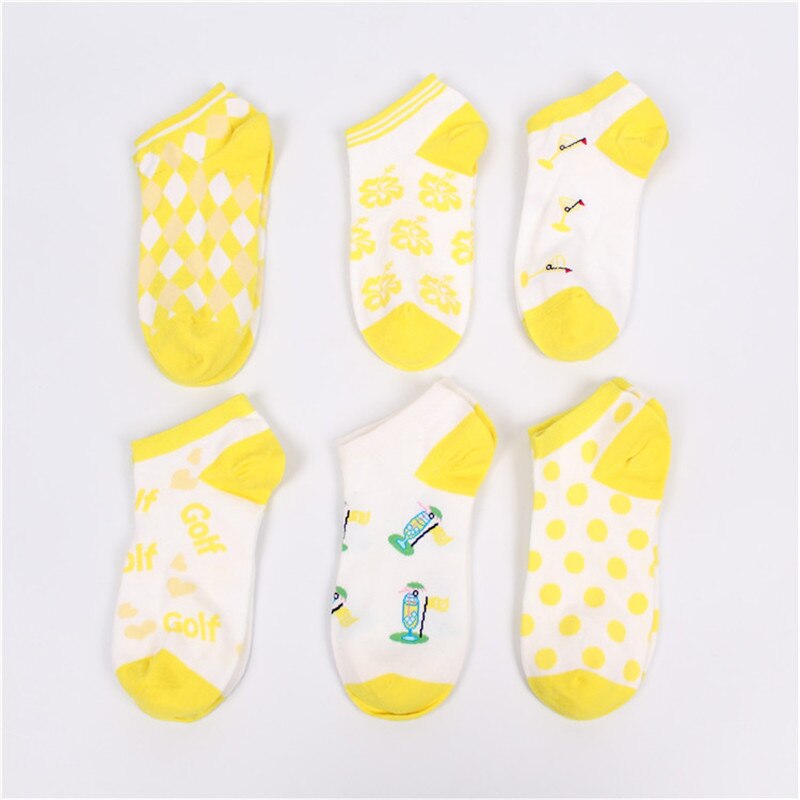 Kvinder sport båd sokker høj elasticitet stor opsving dame åndbare golf sokker: Tilfældig gul
