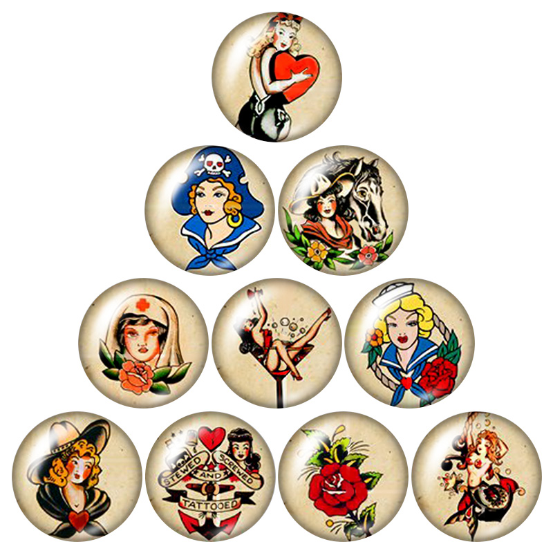 Nowy Lucky SkullRose Lady10pcs 12mm/18mm/20mm/25mm okrągłe zdjęcie szkło cabochon demo płaskie powrót dokonywanie ustaleń: ZB0736 / 22mm