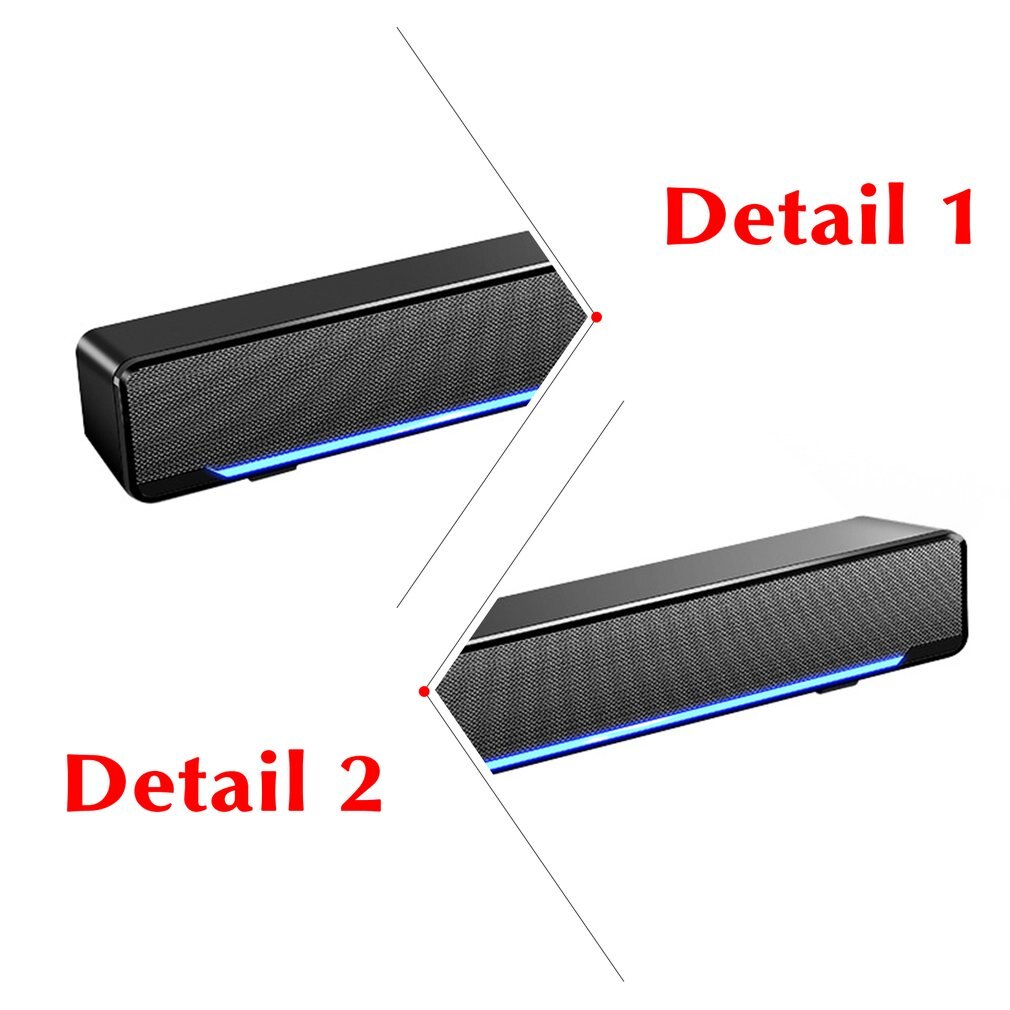 USB Plug-in Desktop Computer Portable Speaker USB Mini Soundbar Subwoofer Wired LED Music Box With Dual Driver