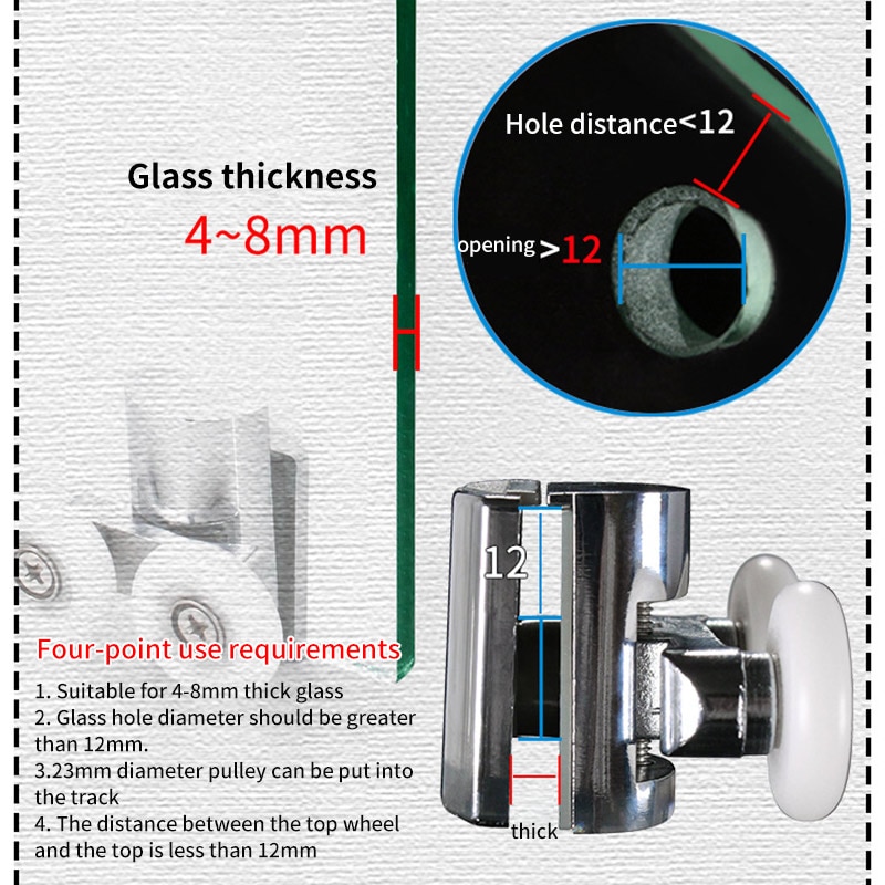2 stk 23mm glass skyvedør svingende dobbel hjul skive lager ruller løpere hjul for dusjkabinett tilbehør