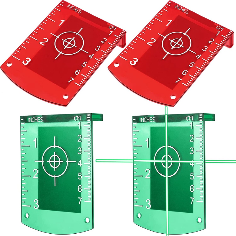 Tarjeta de placa de objetivo de suelo magnético, 4 piezas, con soporte para nivel verde y rojo: Default Title