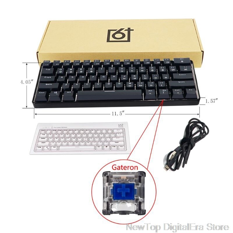 Teclado mecánico portátil SK61, interruptores ópticos Gateron, retroiluminado, intercambio en , 60%: BGateron blue