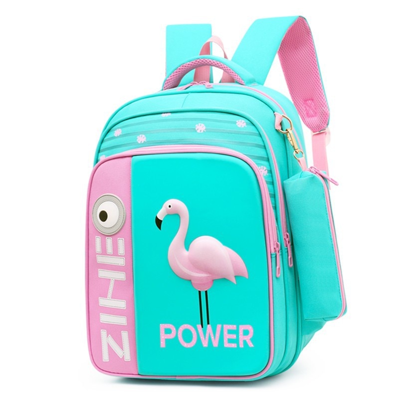 3D Flamingo Cartoon Schooltassen Voor Meisjes Jongens Haai Rugzak Kinderen Orthopedische School Rugzakken Mochila Escolar: green