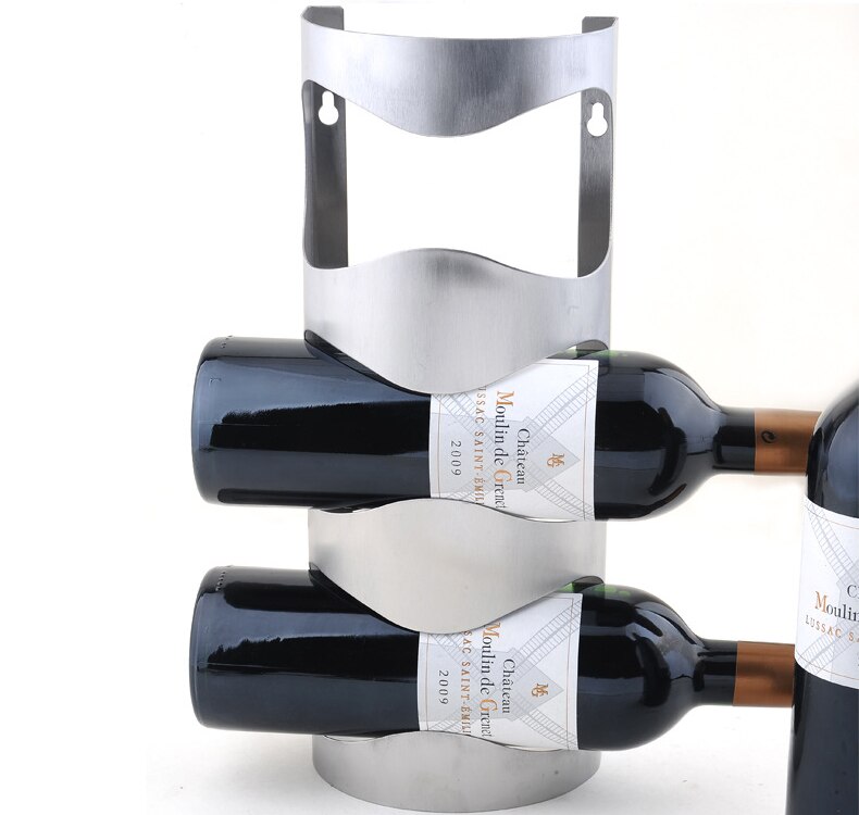 Suporte de vinho de parede com 3 garrafas em aço inoxidável